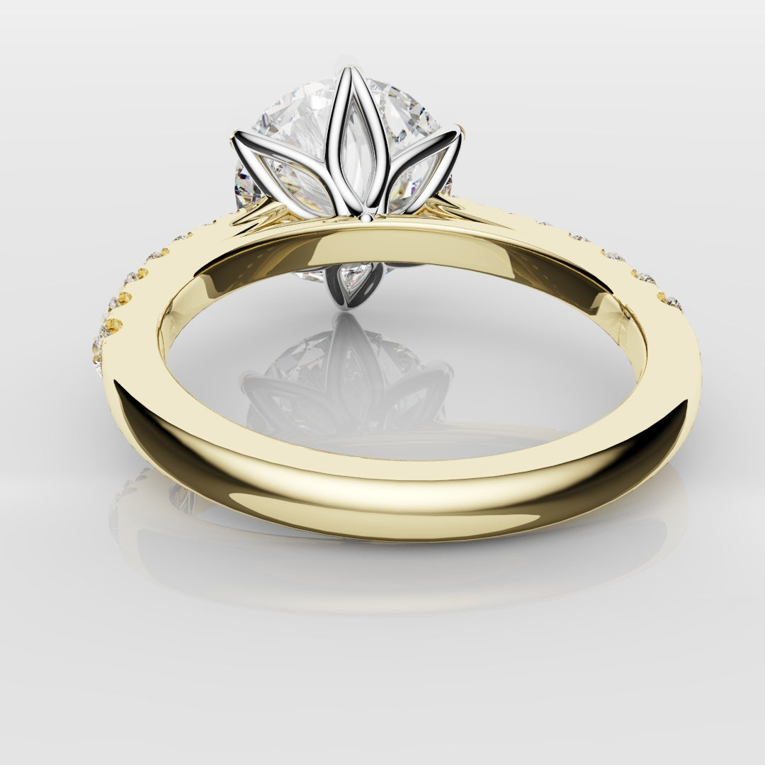 Round Brilliant Cut Tulip Detail Engagement Ring