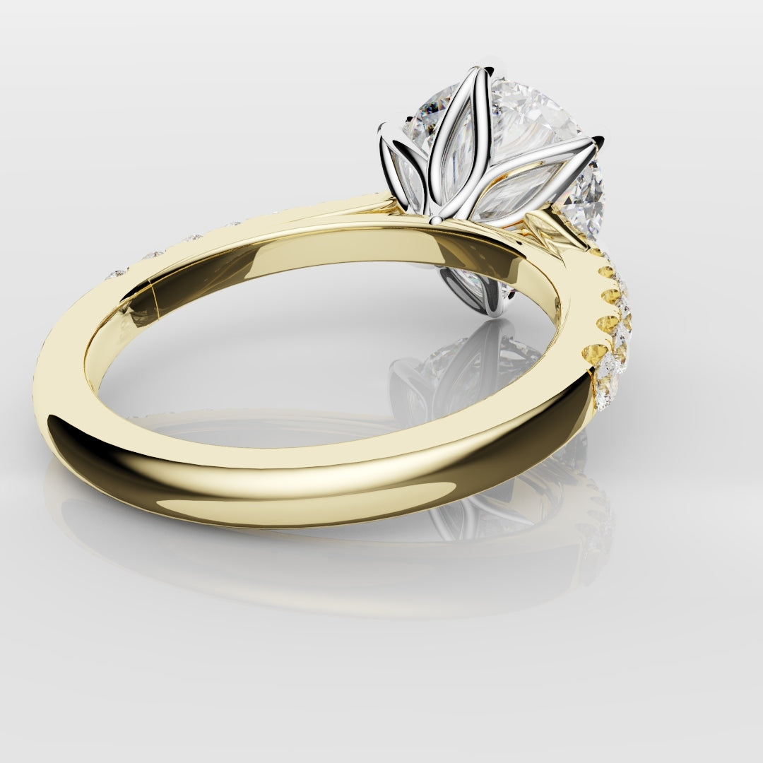 Round Brilliant Cut Tulip Detail Engagement Ring