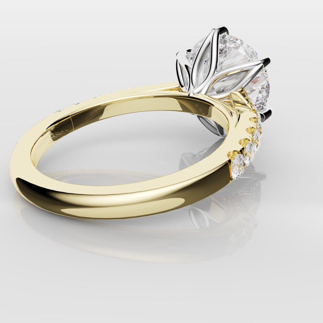 Round Brilliant Cut Tulip Detail Engagement Ring