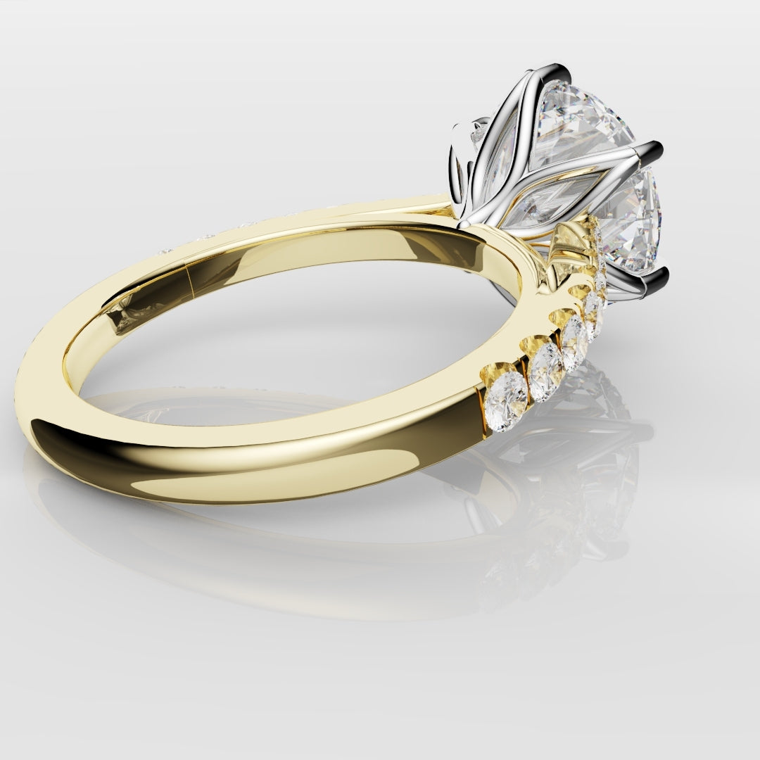 Round Brilliant Cut Tulip Detail Engagement Ring