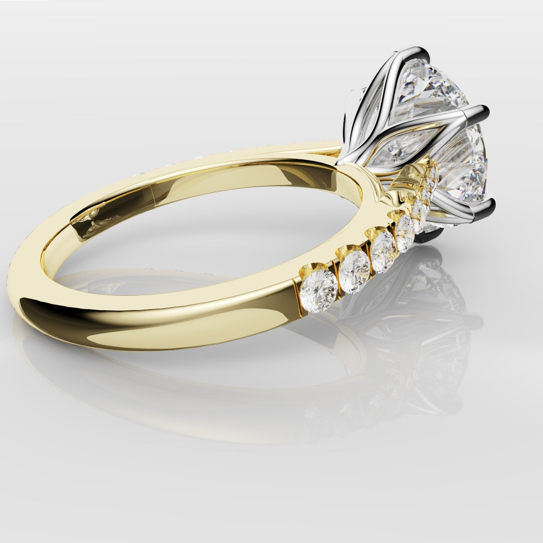 Round Brilliant Cut Tulip Detail Engagement Ring