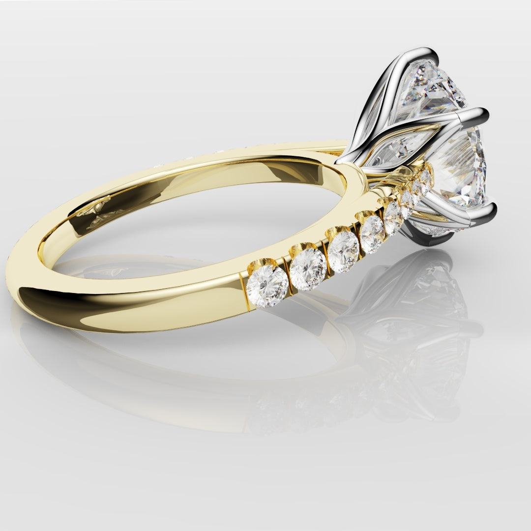 Round Brilliant Cut Tulip Detail Engagement Ring