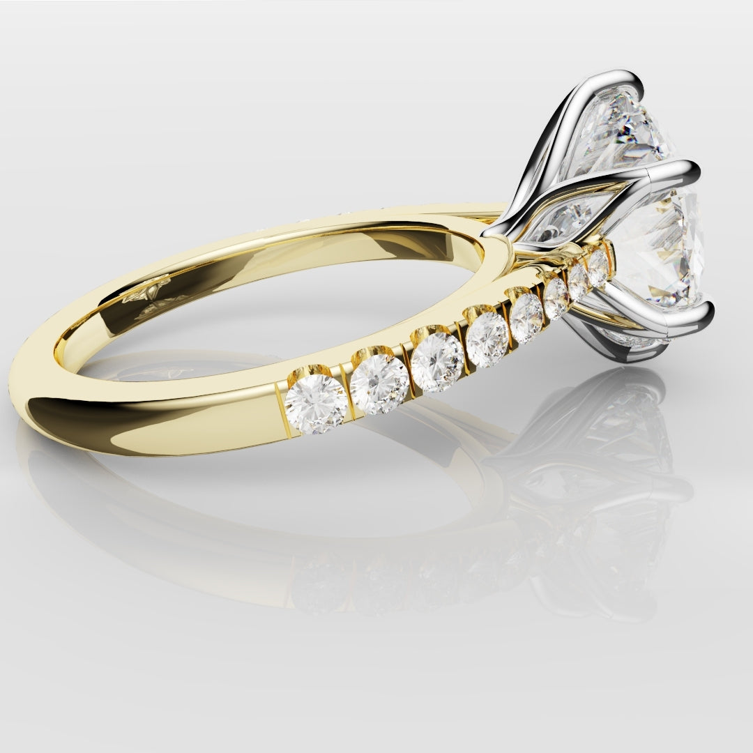 Round Brilliant Cut Tulip Detail Engagement Ring