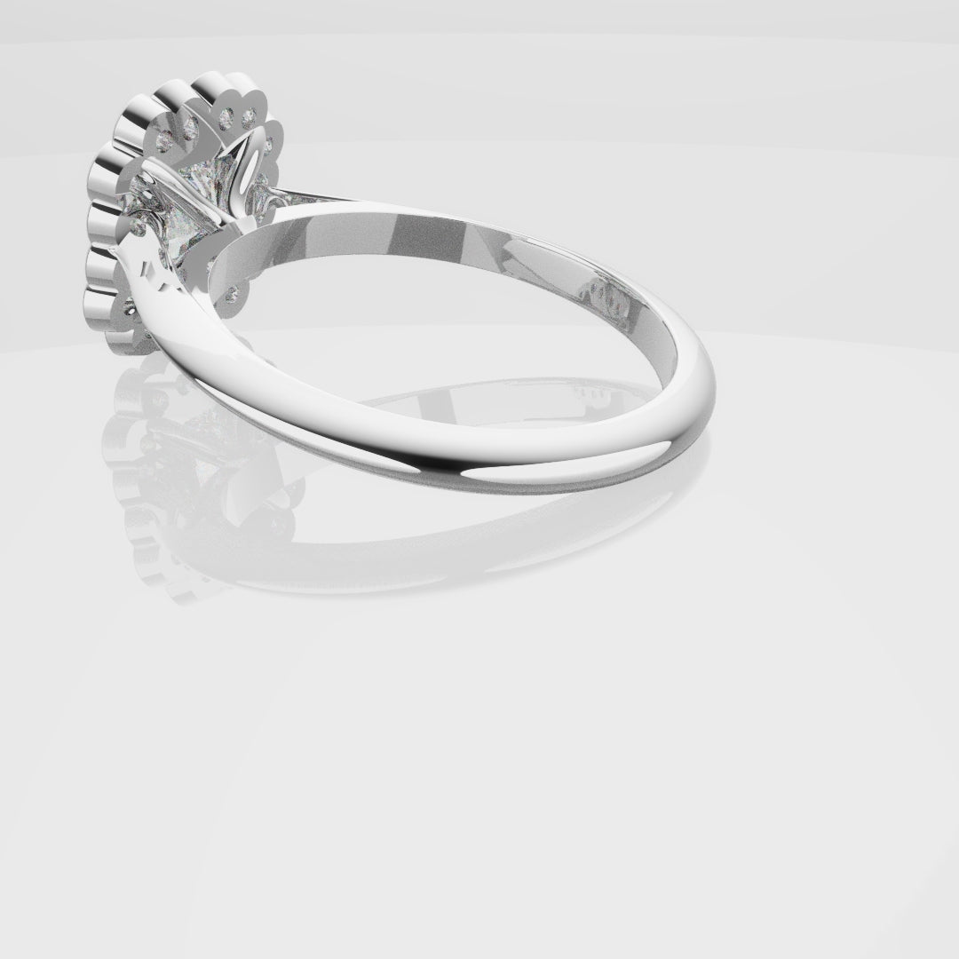 Radiant Cut Diamond Halo Engagement Ring With Rub-over Setting