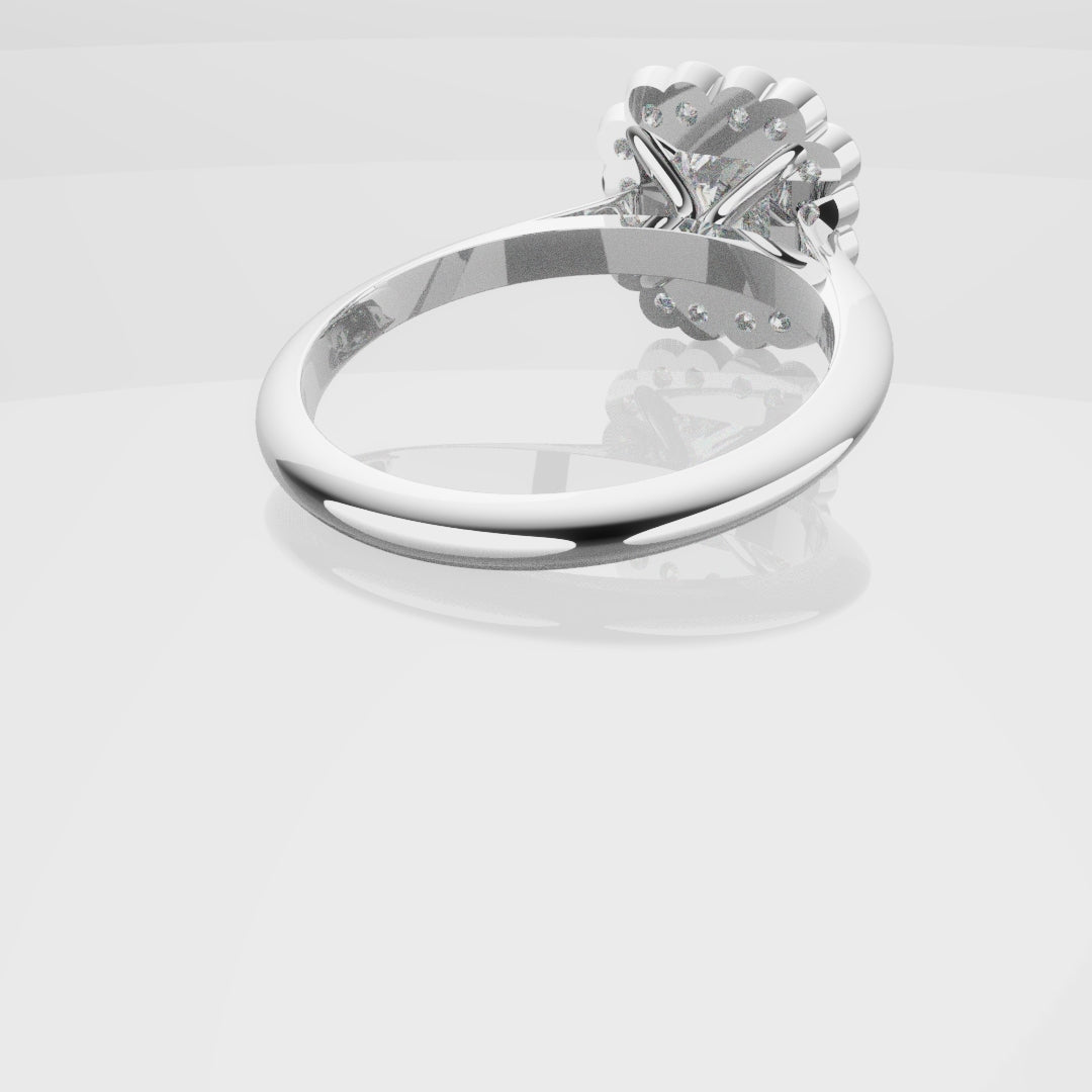 Radiant Cut Diamond Halo Engagement Ring With Rub-over Setting