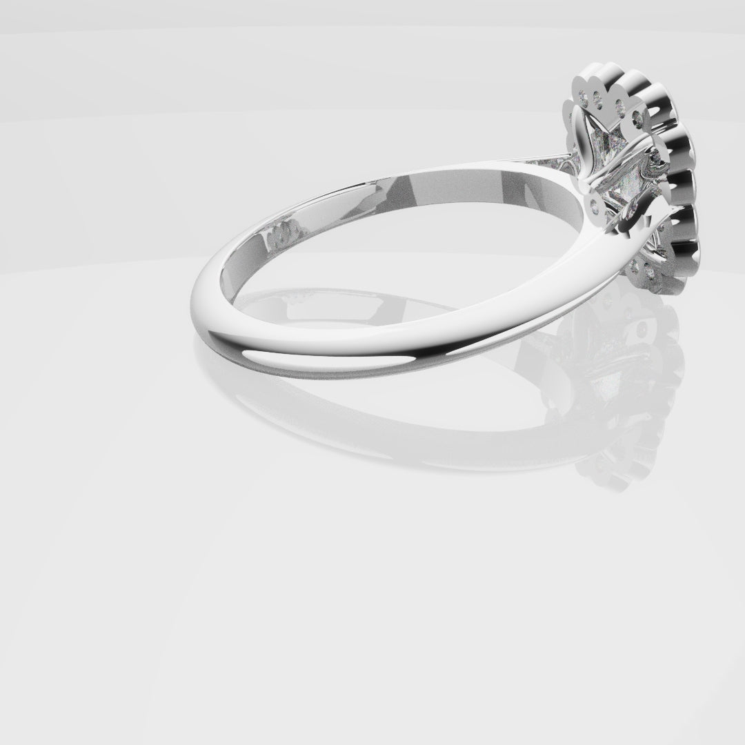 Radiant Cut Diamond Halo Engagement Ring With Rub-over Setting