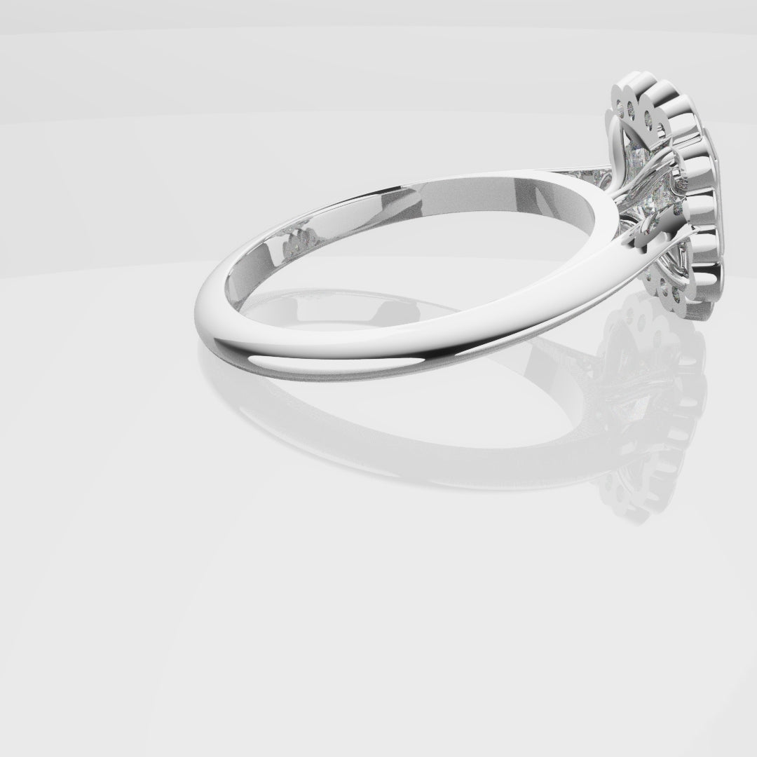 Radiant Cut Diamond Halo Engagement Ring With Rub-over Setting