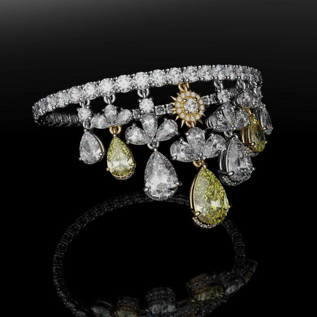 Bespoke High Jewellery Sun and Moon Bracelet - 18ct white gold and Yellow gold