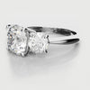 Cushion Cut and Round Diamond Trilogy Engagement Ring