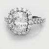 Cushion Cut Diamond Halo Engagement Ring - Shared Claw Setting