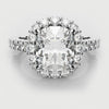 Cushion Cut Diamond Halo Engagement Ring - Shared Claw Setting