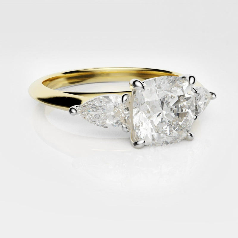 Cushion Cut Engagement Ring With Pear Shoulder Diamonds