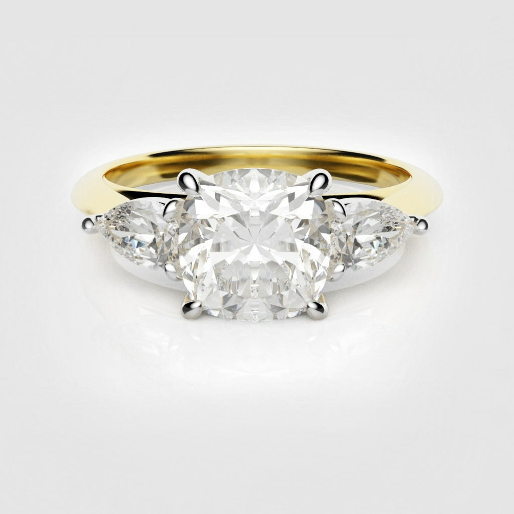 Cushion Cut Engagement Ring With Pear Shoulder Diamonds