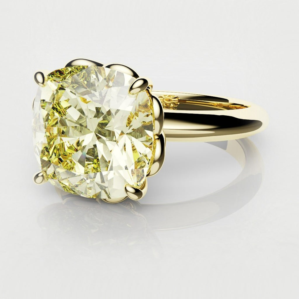 Cushion Cut Yellow Diamond Solitaire Knot Ring