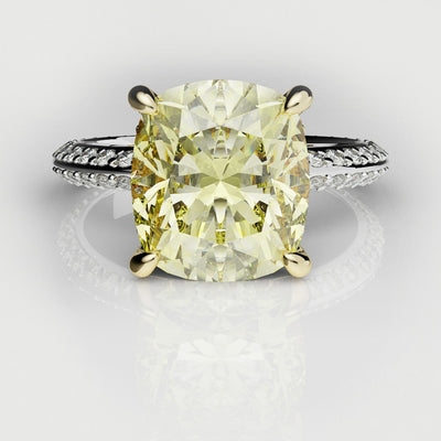 4ct cushion cut yellow diamond ring