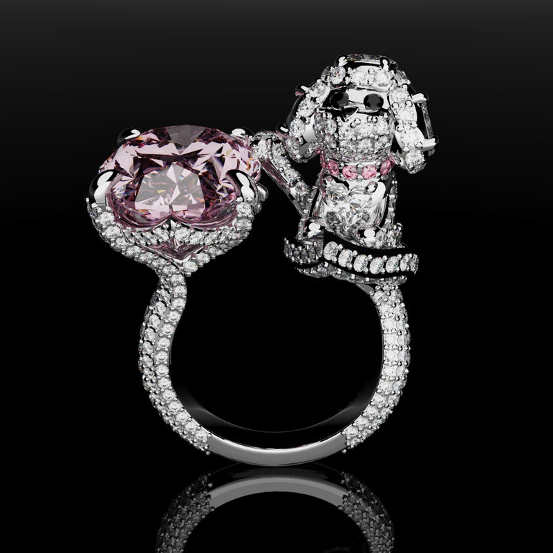 Toy Poodle Ring - Diamond & Platinum