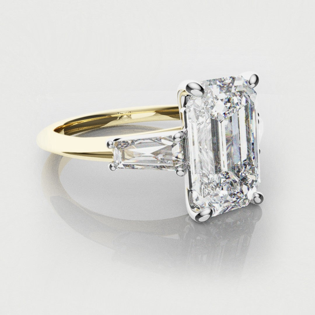 Emerald Cut Diamond Ring With Tapered Baguettes