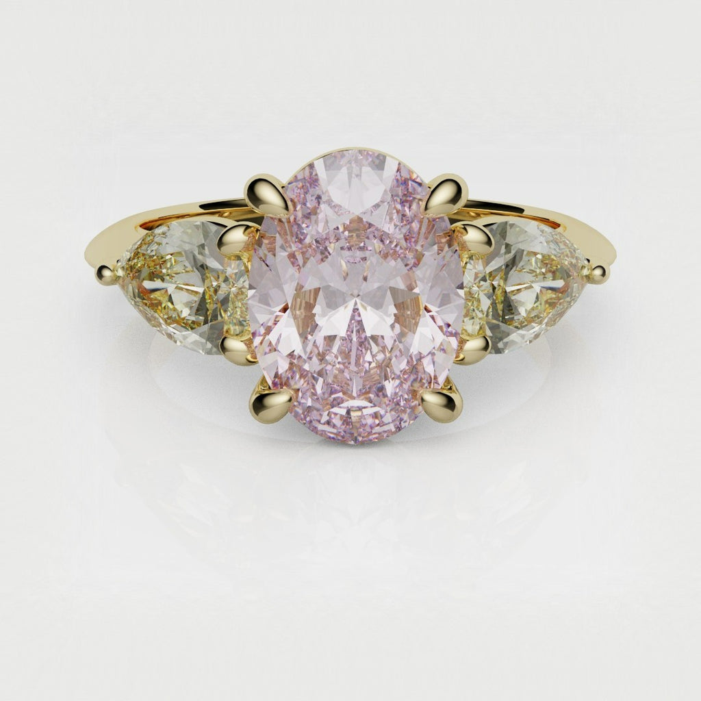 Fancy Pink and Yellow Diamond Trilogy Engagement Ring