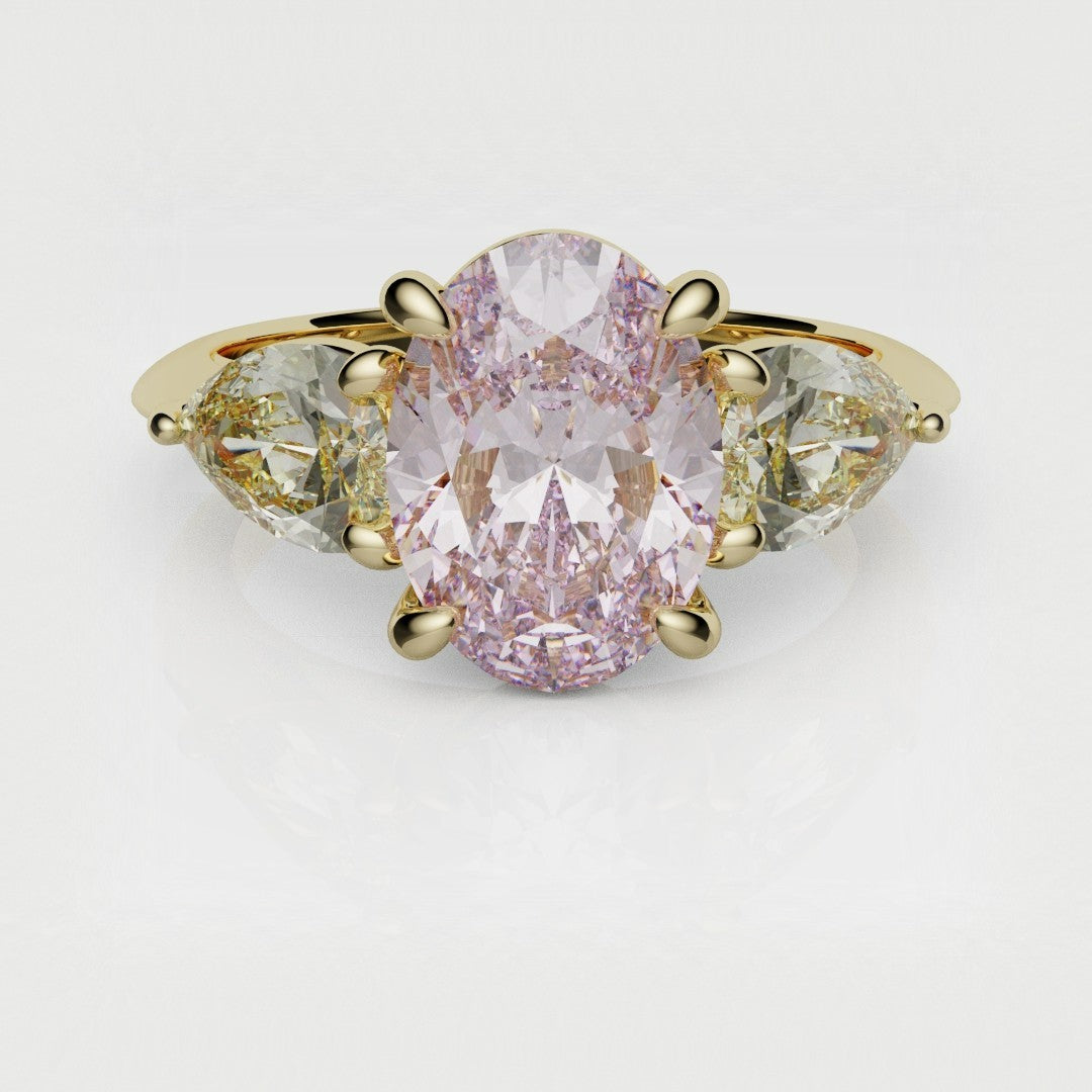 Fancy Pink and Yellow Diamond Trilogy Engagement Ring