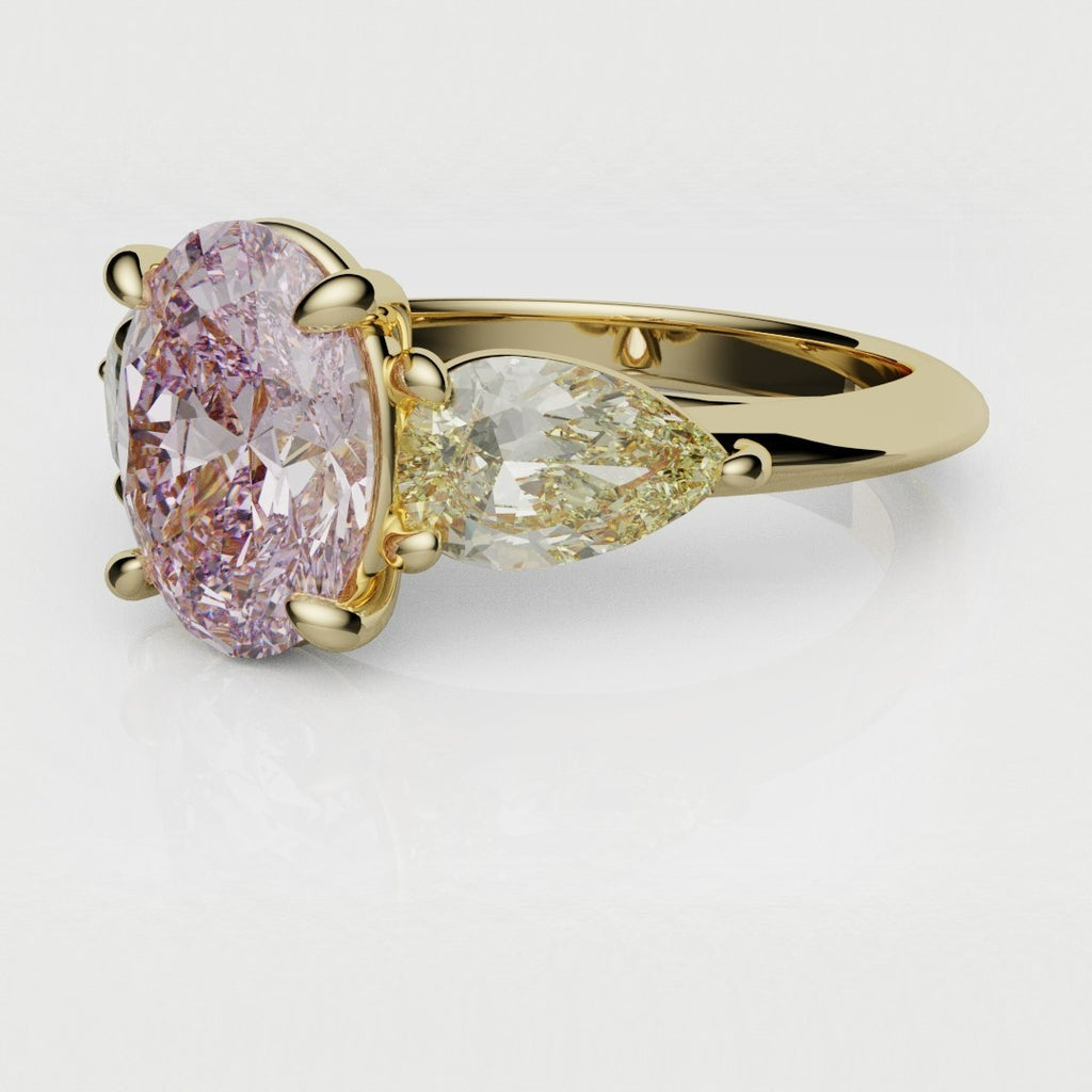 Fancy Pink and Yellow Diamond Trilogy Engagement Ring