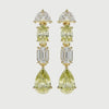 High jewellery drop earrings featuring natural fancy yellow diamonds in pear, oval and emerald cuts set in 18ct yellow gold.