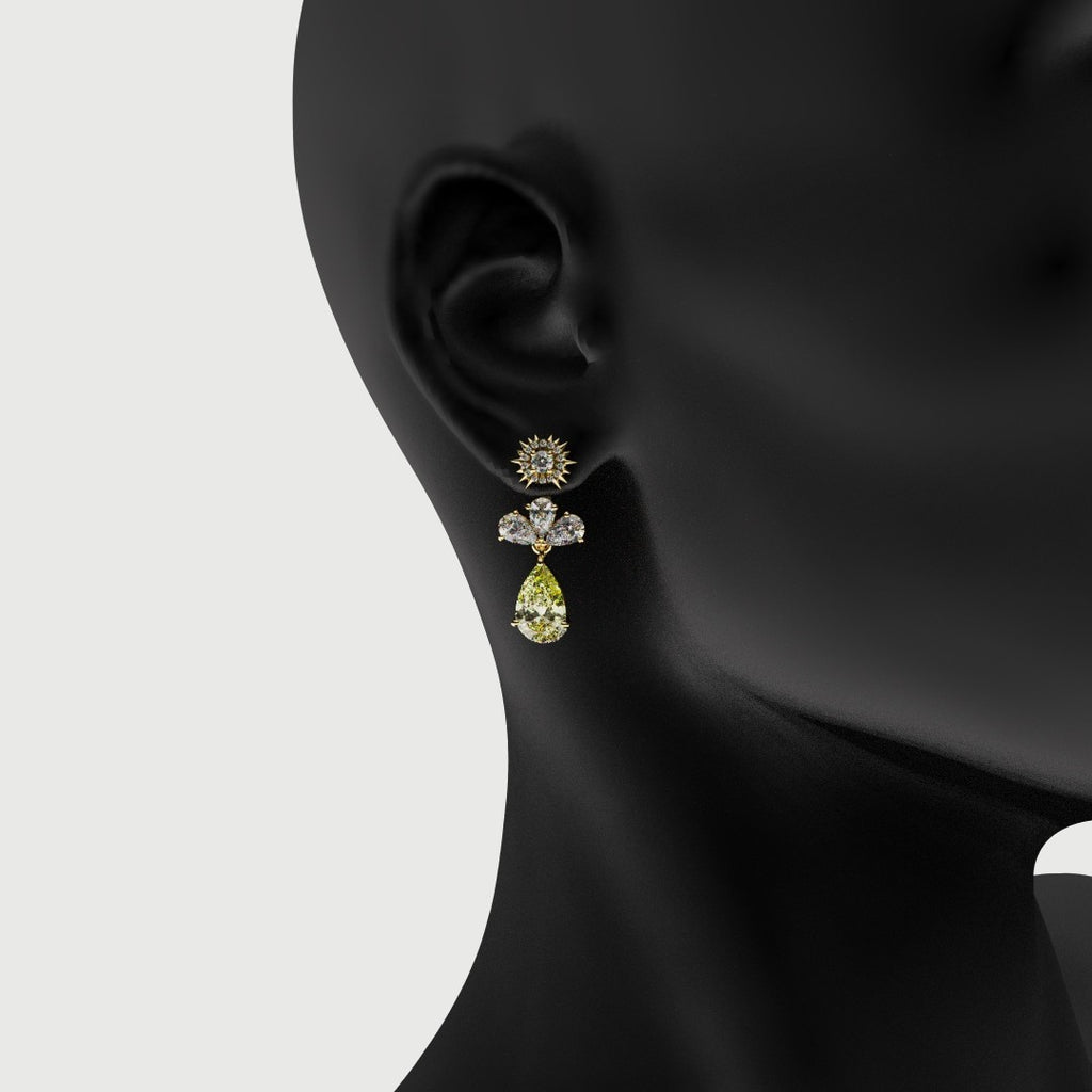 Bespoke High Jewellery Sun and Moon Earrings - Yellow Gold