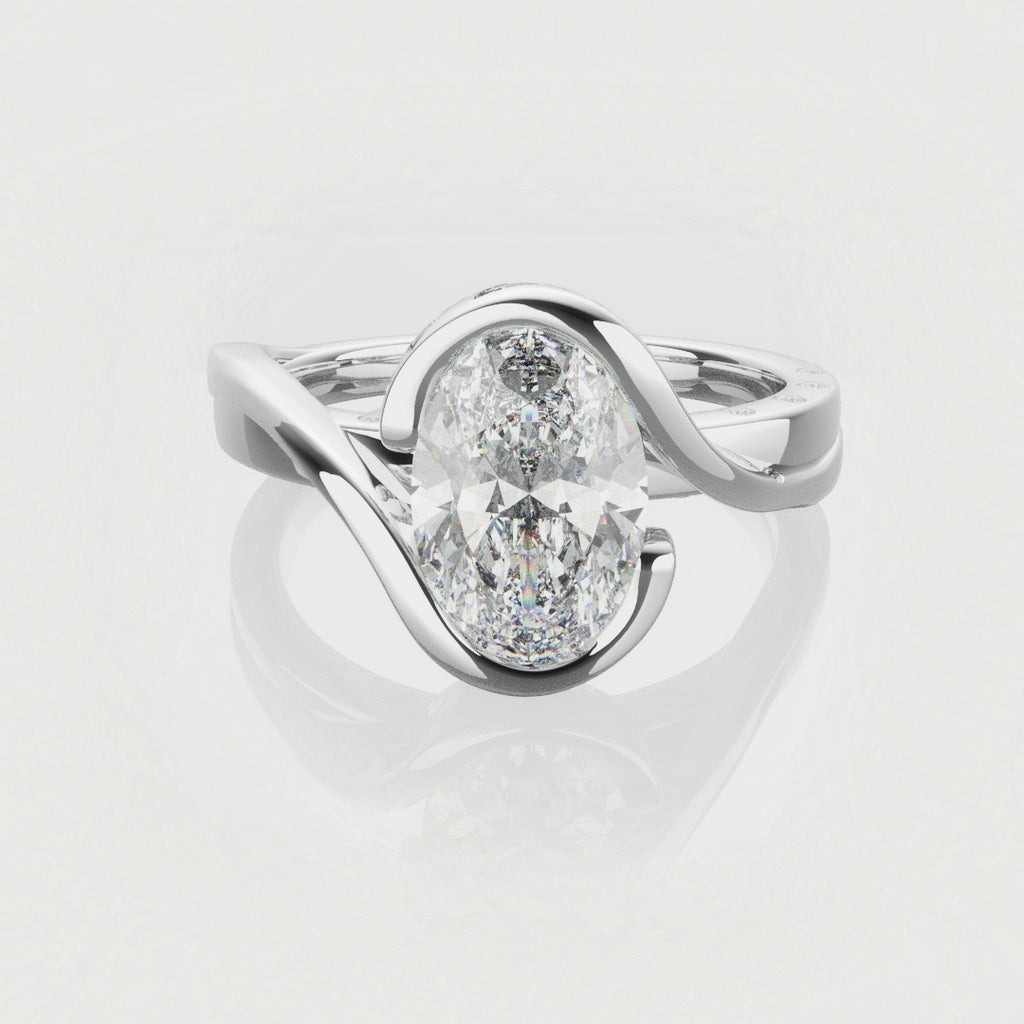 Flowing Vine Oval Diamond Engagement Ring with Hidden Diamonds