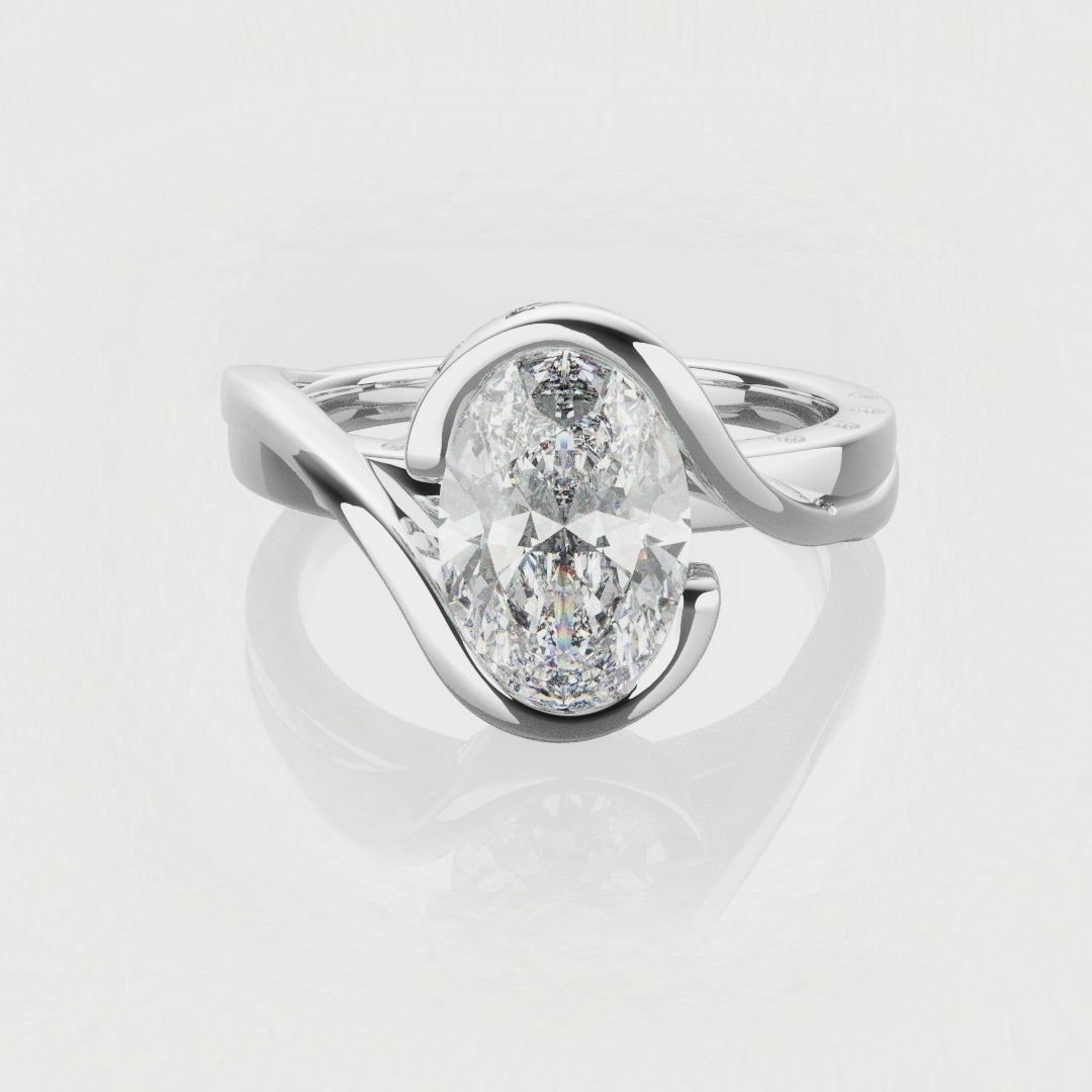 Flowing Vine Oval Diamond Engagement Ring with Hidden Diamonds