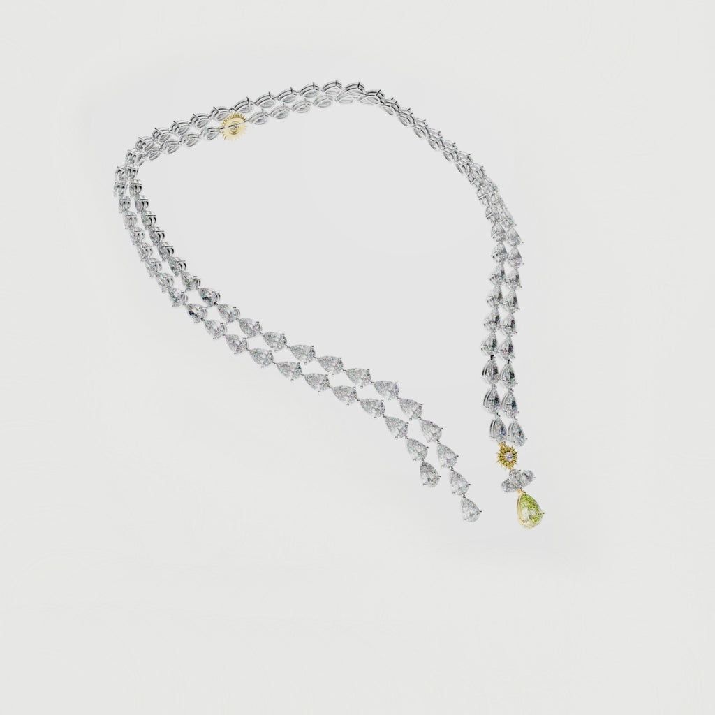 Bespoke High Jewellery Sun and Moon Necklace - White gold and Yellow Gold