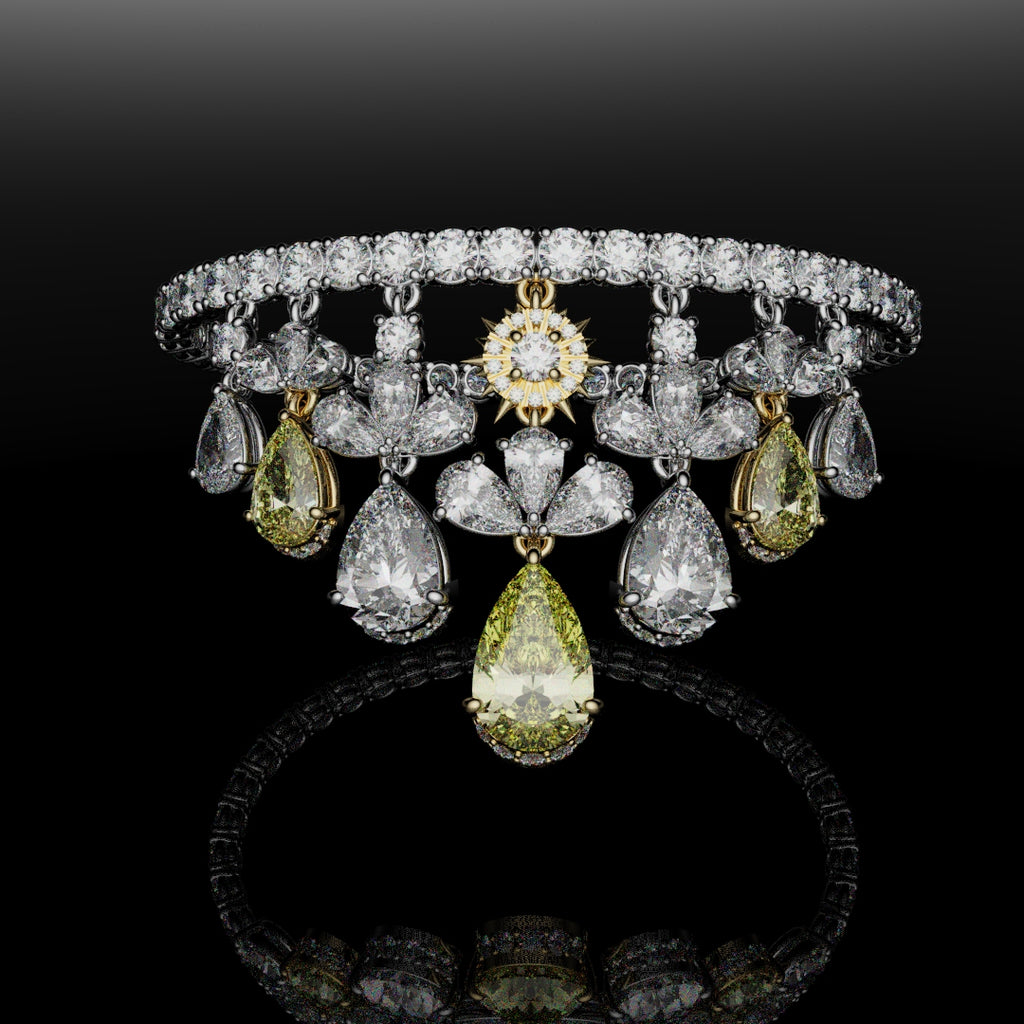 Bespoke High Jewellery Sun and Moon Bracelet - 18ct white gold and Yellow gold