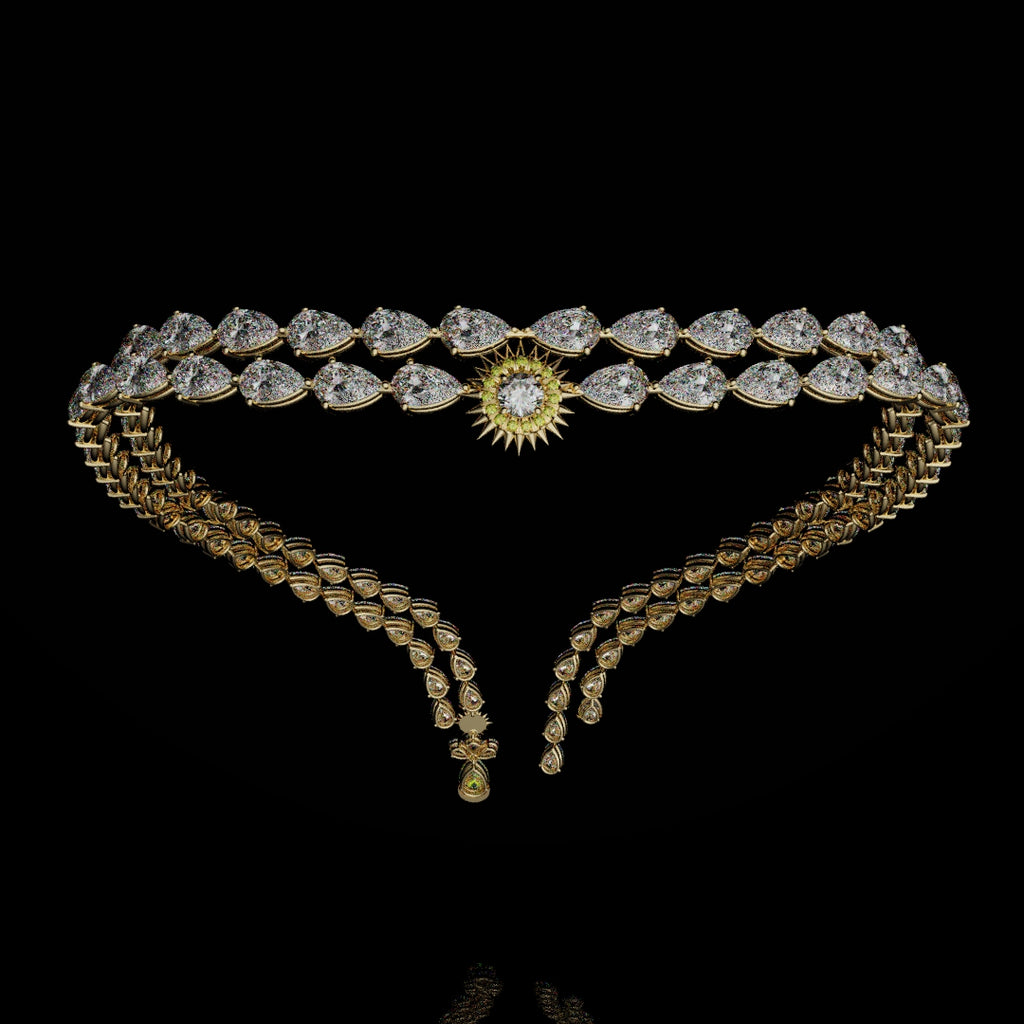 Bespoke High Jewellery Sun and Moon Necklace - Yellow Gold