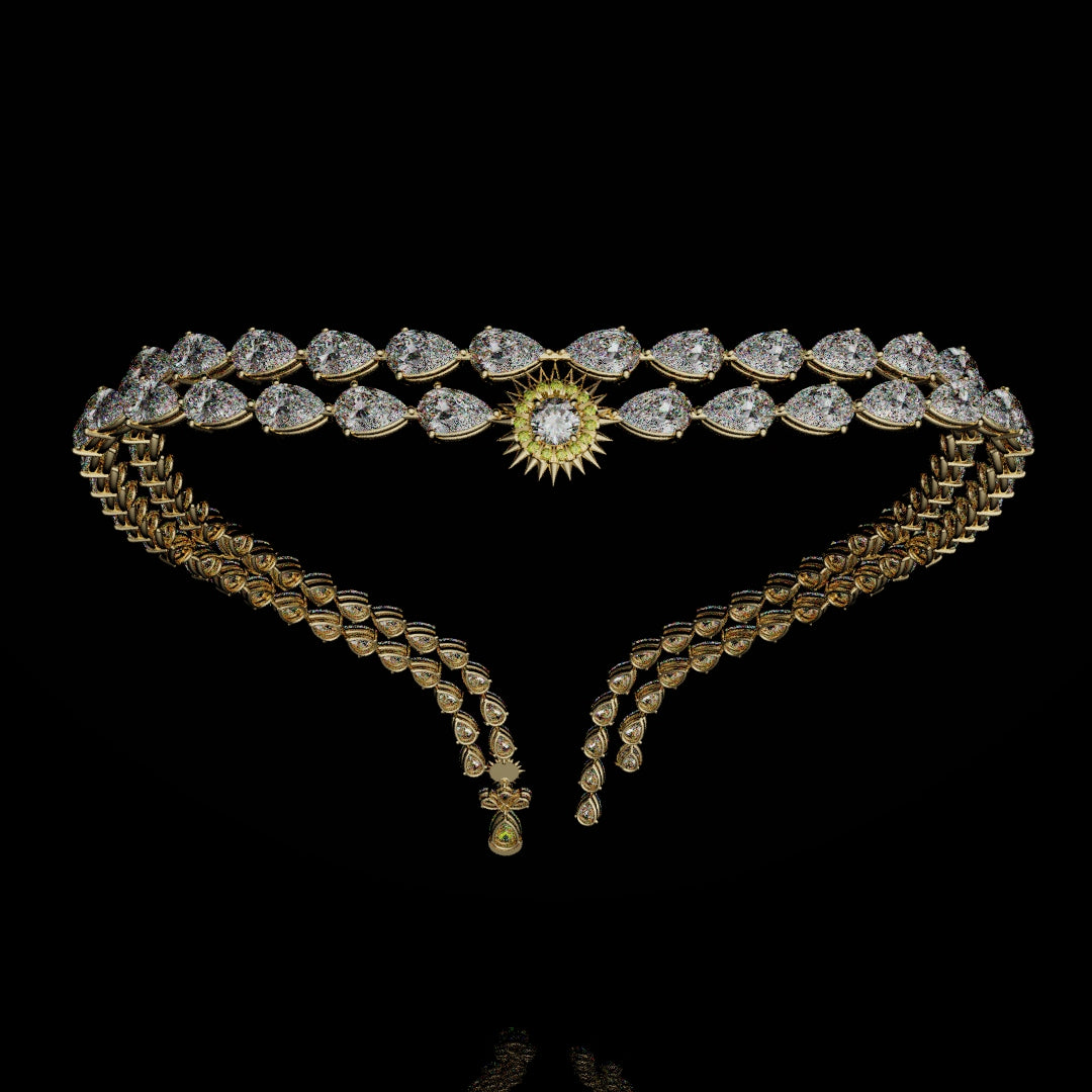 Bespoke High Jewellery Sun and Moon Necklace - Yellow Gold