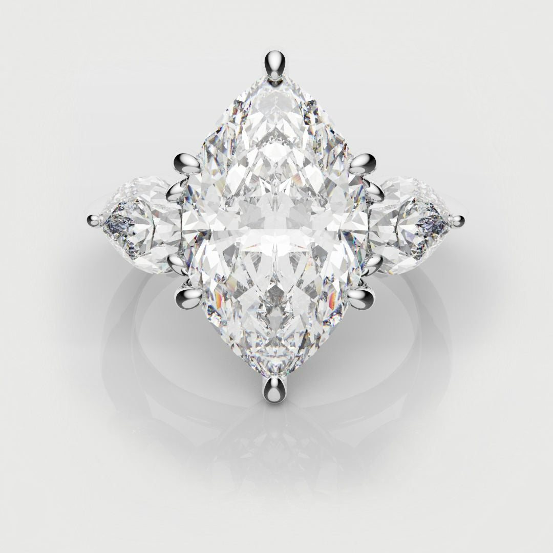 Marquise and Pear Trilogy Engagement Ring