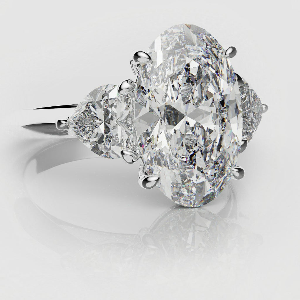 5ct oval and heart diamond three stone engagement ringoval and heart shaped diamond trilogy ring