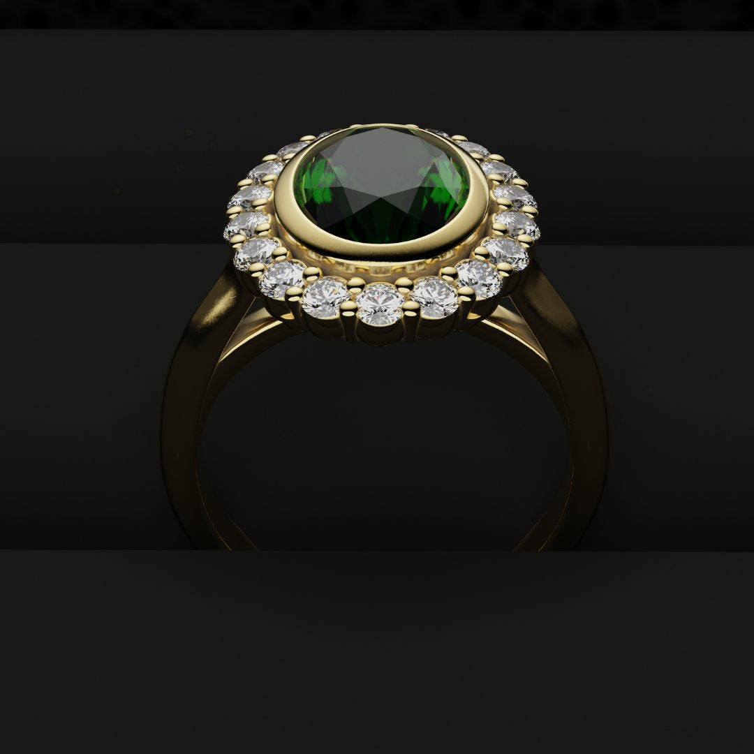 oval green emerald halo engagement ring