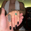 Oval Green Emerald Cluster Engagement Ring