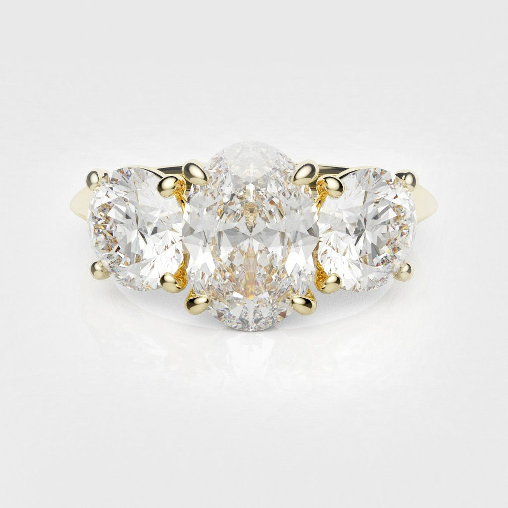 Oval Trilogy With Round Brilliant Cut Shoulder Diamonds