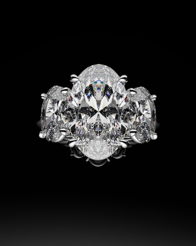 Trilogy Oval Diamond Engagement Ring