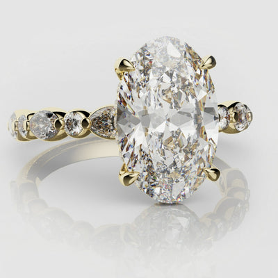 3.5ct Oval Diamond Engagement Ring With Marquise Shoulders