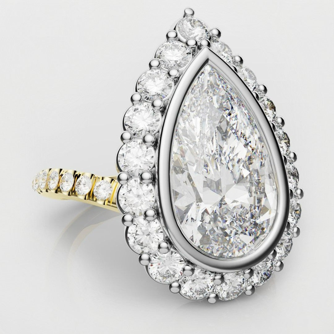unique pear diamond halo engagement ring