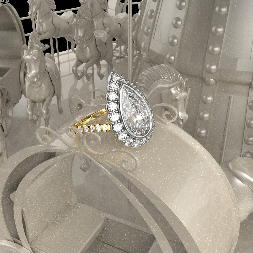 pear halo engagement ring 