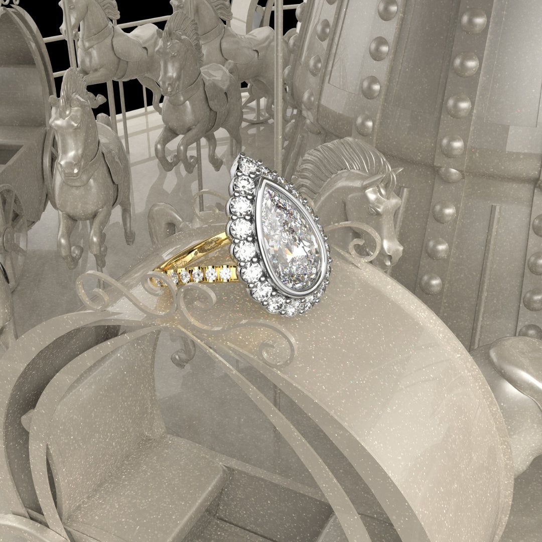 pear halo engagement ring 