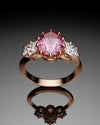 Oval Pink Sapphire With Cushion Cut Shoulder Diamonds