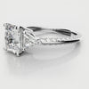 Radiant Cut and Trilliant Diamond Three Stone Engagement Ring