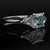 radiant cut blue diamond triolgy engagement ring