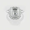 Radiant Cut Diamond Halo Engagement Ring With Rub-over Setting