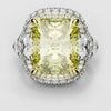 Fancy Yellow Radiant Cut Diamond with a Platinum Three Row Pavé Setting