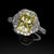 Radiant cut canary yellow diamond engagement ring with half moon shoulders