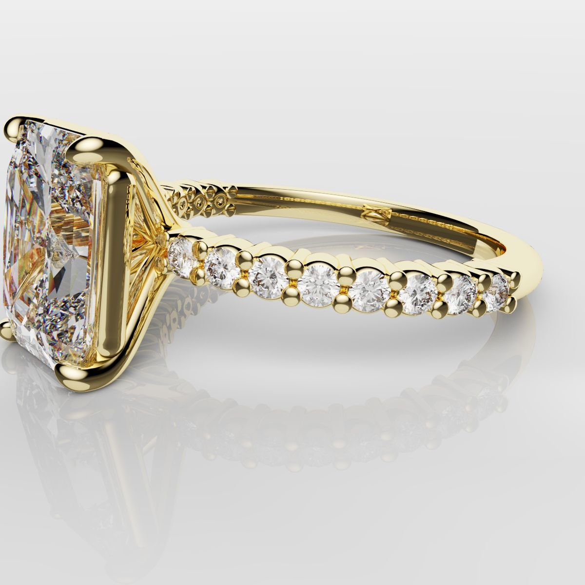Radiant Cut Engagement Ring Shared Claw