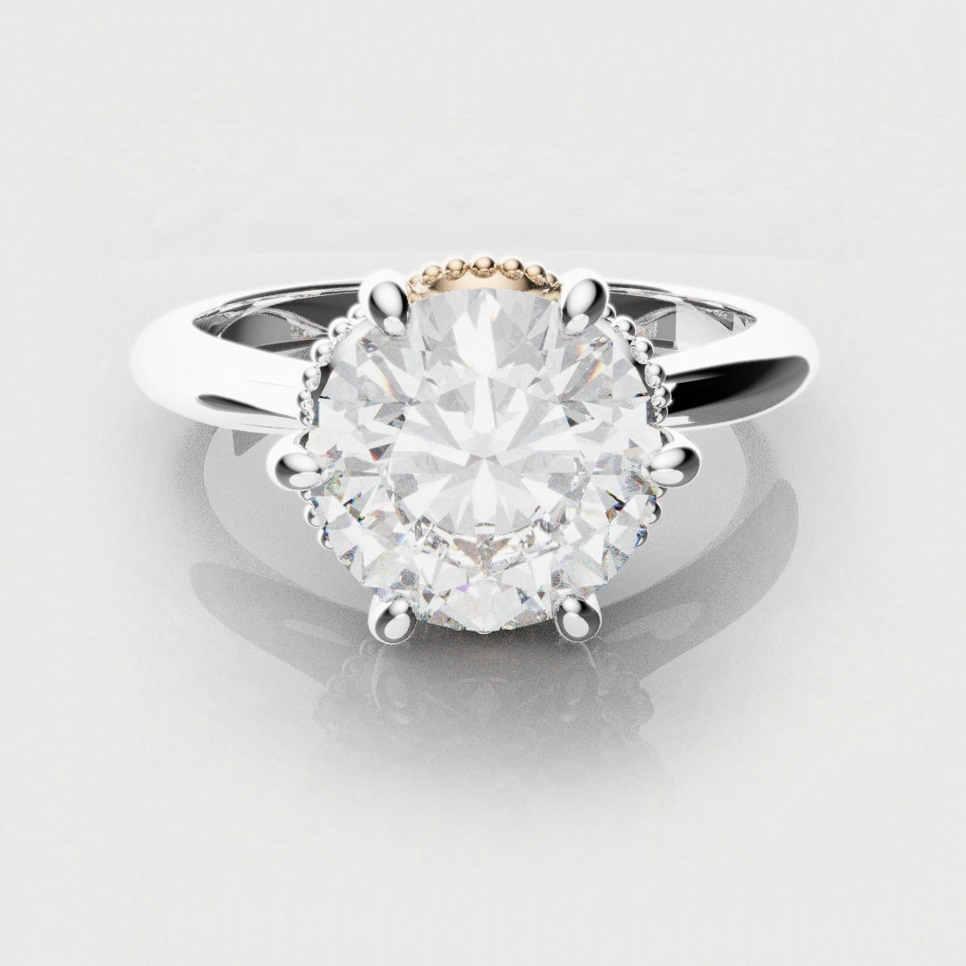 Round Brilliant Cut with Unique Pink Pear Diamond Hidden Halo